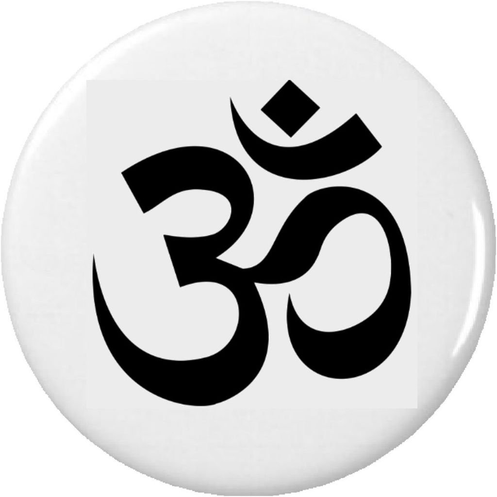 OM Symbol (black & white) 1.25' Pinback Button Pin AUM Mantra Sacred Spiritual