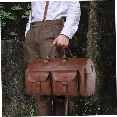 Garment Bags for Travel PU Convertible Garment Bag Multi-pocket Travel Bag with Shoulder Strap Portable Duffle Bag for Men Women (D)4