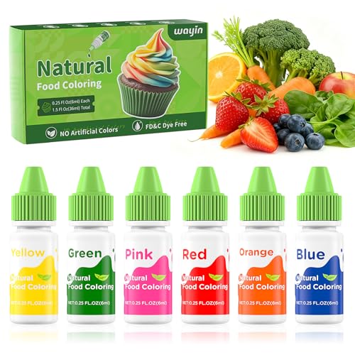 Image of Natural Food Coloring Liquid Set - 6 Vibrant Color Food Grade