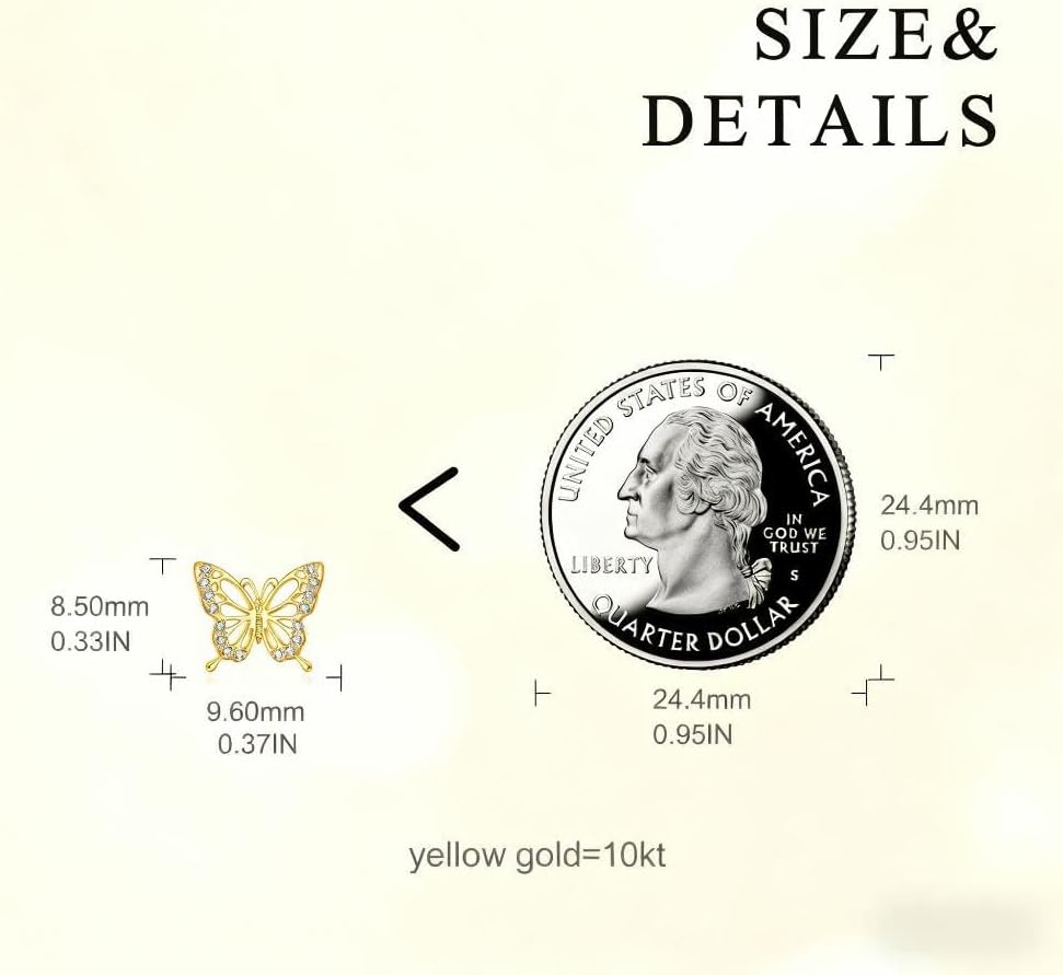 DOVRAN 9K 10K 14K Real Gold Earrings Animal Stud for Women Solid Yellow Gold Cute Insect Jewelry Gifts for Girlfriend Wife Mom - Image 5