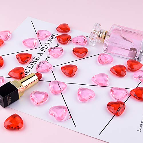 TUPARKA 60 PCS Acrylic Hearts Red Acrylic Hearts for Table Scatter,Home Decoration,Vase Fillers in Valentine's Day