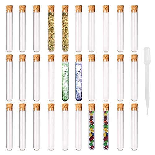 Tubo ensayo plástico ETSAMOR 31pcs Tubos de prueba con Corchos 7.5 ML Tubo Transparente para Cuentas de Caramelo Joyería Colección de Artesanía Regalo Cover