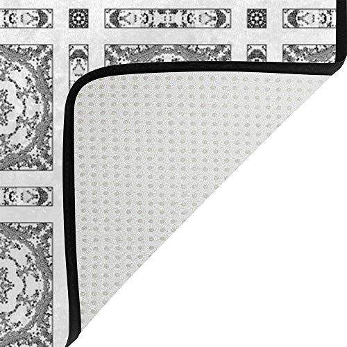 Grand tapis de sol antidérapant noir et blanc lavable pour carrelage