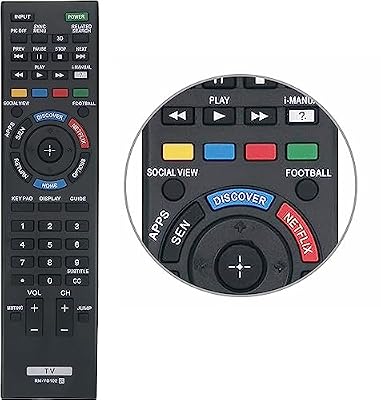 Universal RM-YD102 Remote Control for Sony Smart LED HDTV Television with 3D Button, Discover & Netflix Button (1-492-766-11)