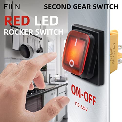 Filn 3Pcs 15A Kcd4 Waterproof Rocker Switch On/Off Switch 4Pin 110V 120V 220V Red Light Illuminated Boat Rocker Toggle Switch(Screw Terminal) #TOP5