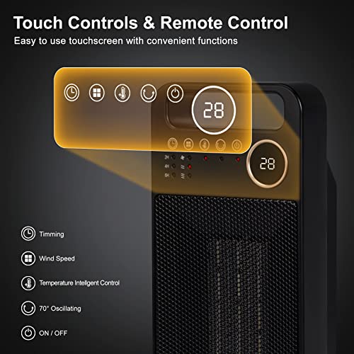 PTC ventilatorkachel voor badkamer, 2000 W, elektrische keramische verwarming, energiezuinig, stil met intelligente thermostaatbediening, drie warmtestanden, stille ventilatorkachel, energiebesparend, voor de badkamer - Afbeelding 6