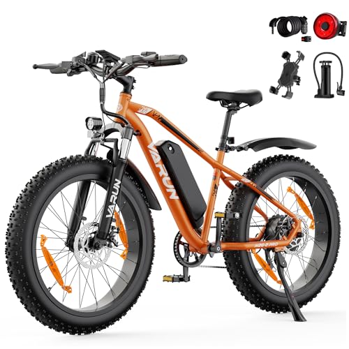 VARUN Bicicleta Electrica, 26'*4.0' Fat Tire Bicicleta de Montaña Eléctrica con 250W 80NM Motor, Batería 48V 18Ah/13Ah, Autonomía de 100-150KM, Bicicleta Eléctrica para Adultos con 7 Velocidades