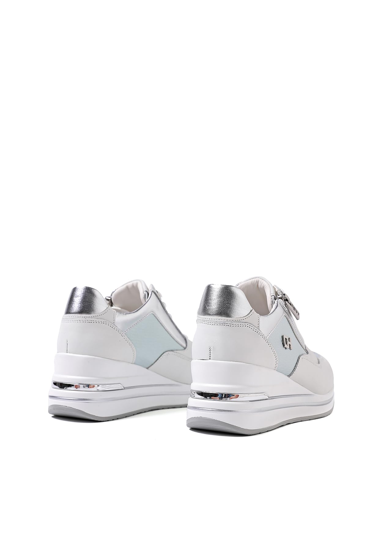 QUEEN HELENA Sneakers in Vera Pelle con Zeppa Scarpe da Ginnastica Alte Casual Donna QH9009