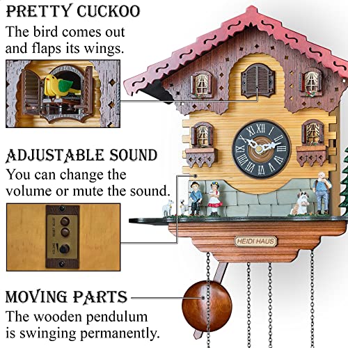 TIMEGEAR Cuckoo Wall Clock with Quartz Movement and Night Mode in Traditional German Style - Image 4