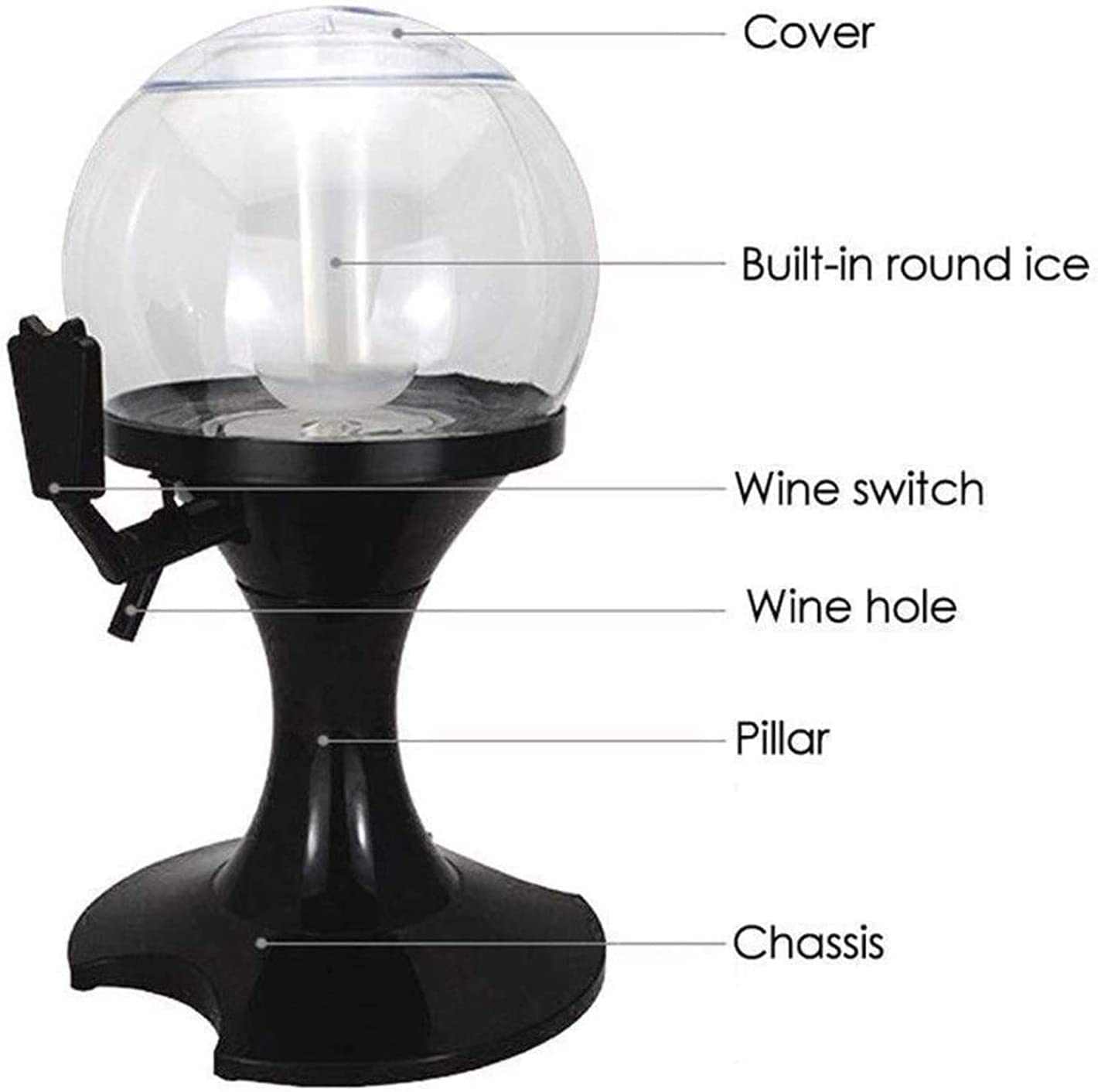 Dispensador de Torre de Cerveza Dispensador de Cerveza 3.5L Dispensador de Cerveza esférico Torre de Cerveza casera con Tubo de Hielo Dispensador de Bebidas for el hogar