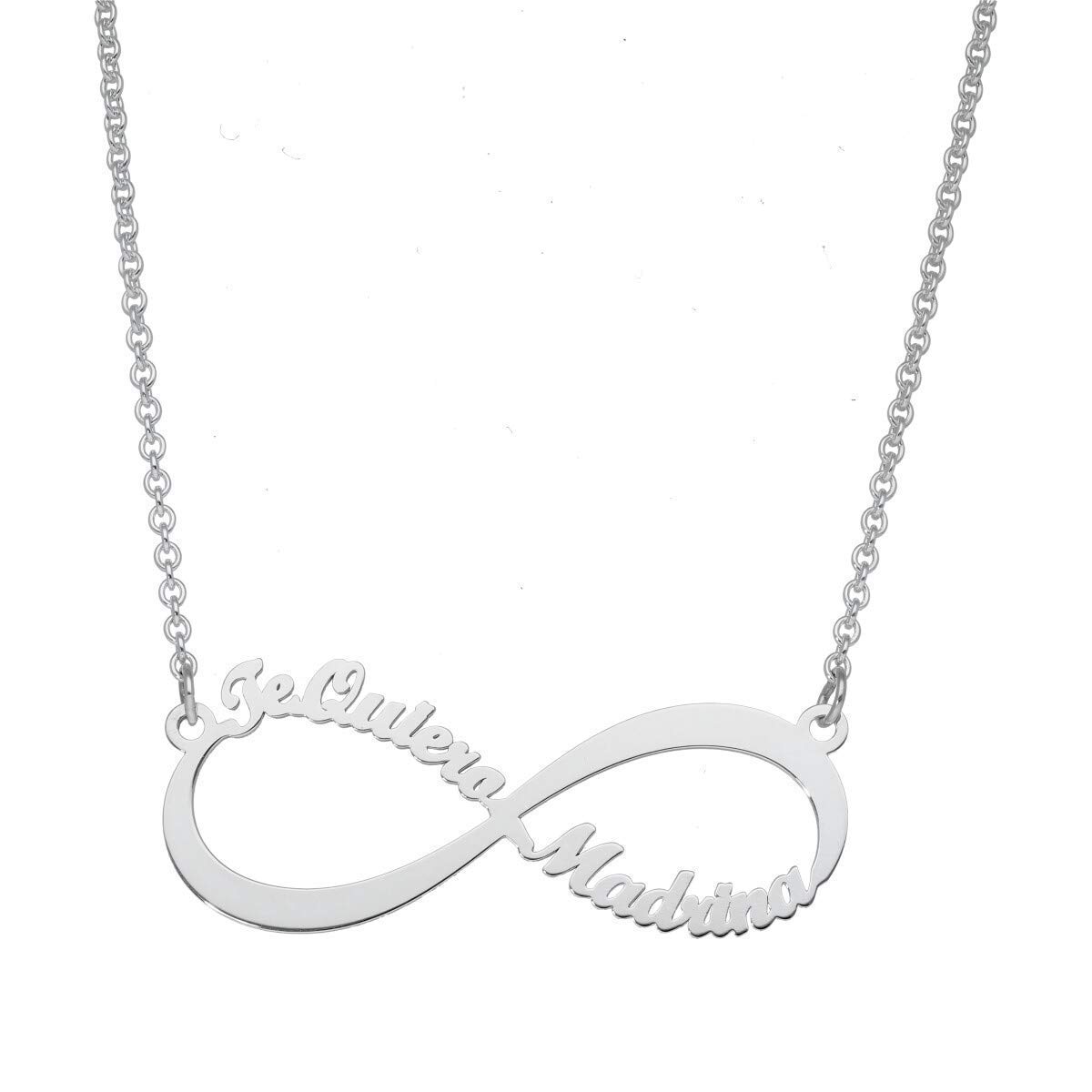 doble aro - Collar Infinito Personalizado con Nombres en Plata de Ley - Te quiero Madrina, para la mejor madrina