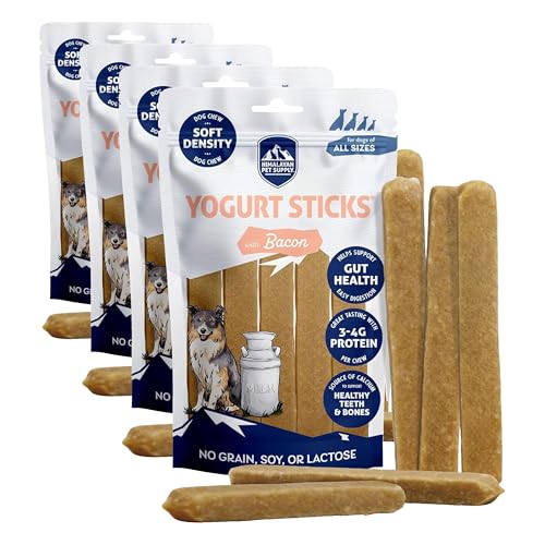 Image of Himalayan Dog Chew Yogurt Sticks, Bacon Flavor, 5 Pieces, Pack of 4 | Prebiotic & Probiotic | Grain-Free | USA Made