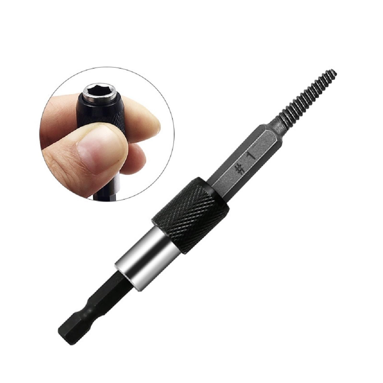 6/5 pezzi Estrattore per viti rotte Estrattore per viti danneggiate e spanate Set di estrattori per viti con gambo esagonale Denti fini Strumento di rimozione dei bulloni danneggiati Kit di facile u