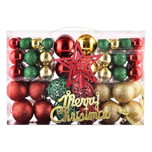 2025Conjunto de Bolas de Natal Personalizadas de101 Quilates, inquebráveis, para Decorar festas, casamentos e festividades com cordas pré-penduradas, em Preto e dourado, Vermelho, Verde e dourado