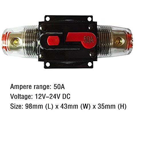 Zookoto 50 Amp Circuit Breaker With Manual Reset Fuse Holder Solar Panel Fuse For Auto Car Marine Boat Stereo Switch Audio Inverter System Protection #TOP1