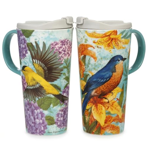 Set de 2 mugs cerámicos de viaje con tapa 17oz miniatura 1