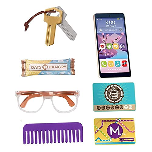 Replacement Parts for Fisher-Price Strut-n-Style Bag Playset - GKW04 ~ Replacement Bag Includes Wooden Smart Phone, Plastic Car Keys, Glasses, Credit Cards and Comb and Energy Bar Oats 'n Hangry