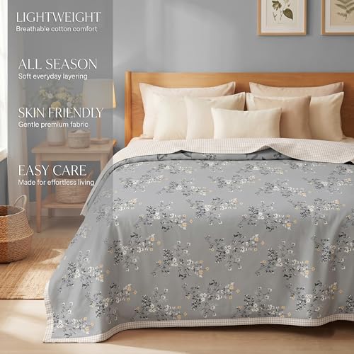 Image of BSB HOME 280 GSM Reversible Dohar for Double Bed, Ultra Soft Microfiber AC Blanket, Lightweight All Season Blanket, Breathable, Skin Friendly, 85 x 88 Inches (216 x 224 cm) - Dove Grey