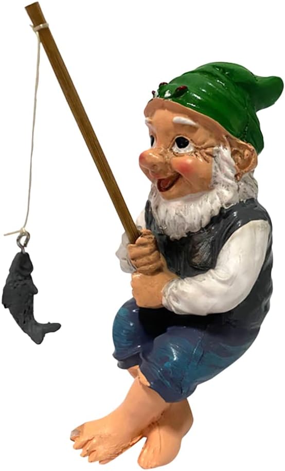 Veemoon Fishing Dwarf Statue Gnome Figurine Resin Fishing Gnome Ornament Resin Crafts