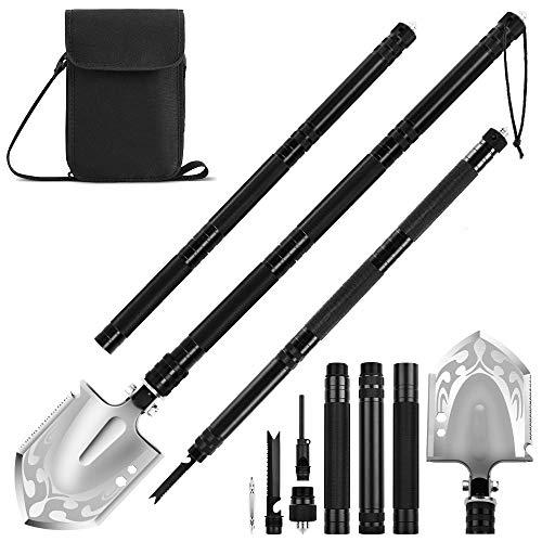 Folding Shovel Military Survival Shovel Multifunction Camping Shovel Compact Backpacking Shovel for Hunting, Camping, Hiking, Fishing, Gardening and Emergency