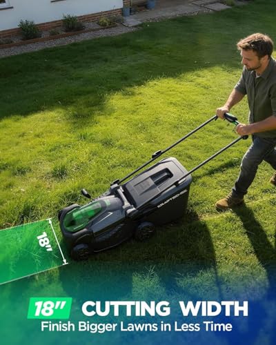 Image of 18 inch Cordless Lawn Mower, 40V Electric Lawn Mower with 2x8.0Ah Batteries & Charger, Brushless Motor, 50L Grass Bag, 2-in-1 Mulching & Bagging, 6-Position Height Adjustment