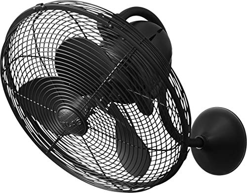 Matthews LL-BK Laura 16" Outdoor Wall Fan with Remote Control, 3 Metal Blades with Safety Cage, Matte Black #1