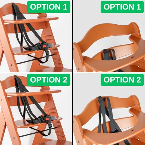 5-Punkt Gurt für Hochstuhl, 1 Set, kompatibel mit Hauck Alpha, Beta, Stokke Tripp Trapp, Roba, uvm, Schwarz, Gurtsystem mit Brustclip, verstellbarer Kinderhochstuhl Sicherheitsgurt, Hochstuhlgurt Set