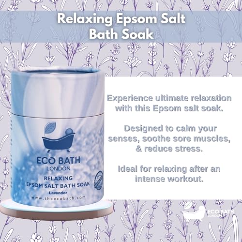 Image of Eco Bath London Relaxing Lavender Epsom Salt Bath Soak - Tube 8.8 oz (250 g), Made in UK, Magnesium Bath Salt with Lavender