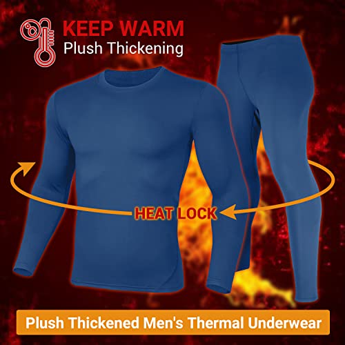 Image of PISIQI Thermal Underwear Men Ultra-Soft Long Johns Set with Fleece Lined Base Layer Winter Skiing Warm Top & Bottom Black