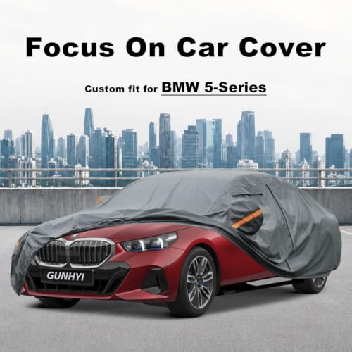 Image of GUNHYI Premium Car Cover Custom Fit BMW 5-Series, 16 Layers Heavy Duty Car Cover Waterproof All Weather with Zipper Door for Sun Rain Snow Dust Uv Protection
