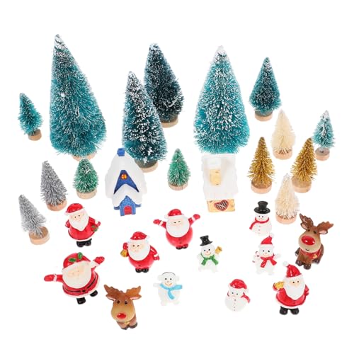 Didiseaon 1set Miniature Xmas Statues Lovely Mini Decor for Dollhouses Xmas Elements Figures for Home Decoration Adorable Christmas Figurines for Desktop Displays and Holiday Props