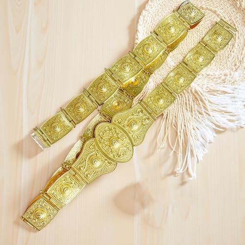 WTWU Traditional Caucasian Women Wedding Belt Metal Embossed Cultural Event Bridal Waistband for Ceremonial Occasion