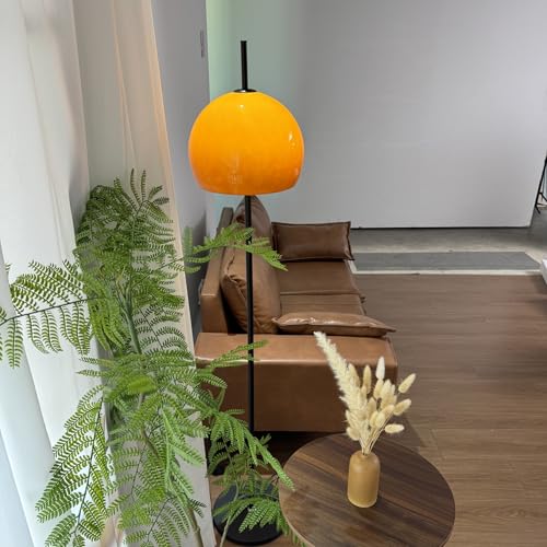 Lampadaire en verre orange style Bauhaus en forme de dôme, lampe sur...