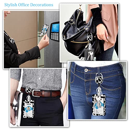 Cow Print Id Badge Holder, Badge Reel Retractable Keychain, Id Card Holder Retractable Clip, Id Name Tag Badge Case Protector Cover For Office Work Nurse Teacher Women Student Gifts #TOP2