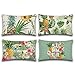 Artscope 4 Piezas Impermeables Funda de Cojines, de Exterior Funda de Almohada Cuadrado para Patio Balcón Jardín Sofá Oficina Hogar Decorativas 30x50cm, Plantas Tropicales y Piña