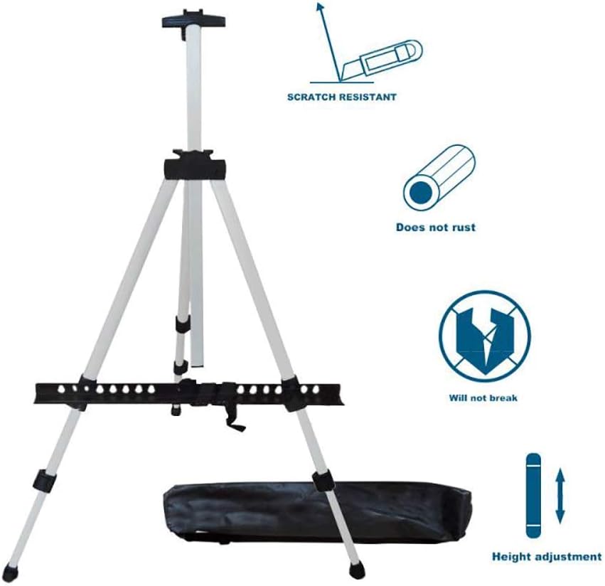 Tripod Display Easel,Transon Aluminum Art Easel,Versatile Display Stand,Adjustable Height from 20”-65"for Floor/Table,with Portable Carry Bag (Sliver)
