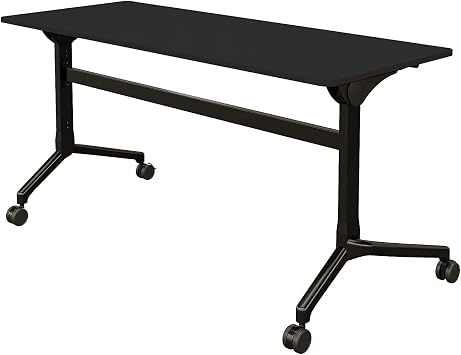 Vari Flip Top Training Table 6 - Foldable Top and Rolling Casters for Easy Storage and Flexibility - Included Linking Brackets to Connect Tables Together - Black