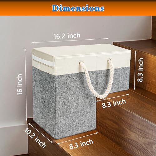 1 PACK Stair Basket Storage Organizer with Lid for Carpeted & Wooden Stairs by AA deLuxe - Used condition - Image 3