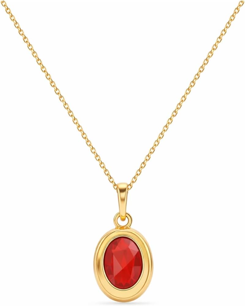 Mchic 18K Gold Plated Gemstone Choker Necklace for Women: Dainty Gold Pendant Choker Necklace with Opal Gemstone Charm, Minimalist Layering Necklace Jewelry Gifts for Women