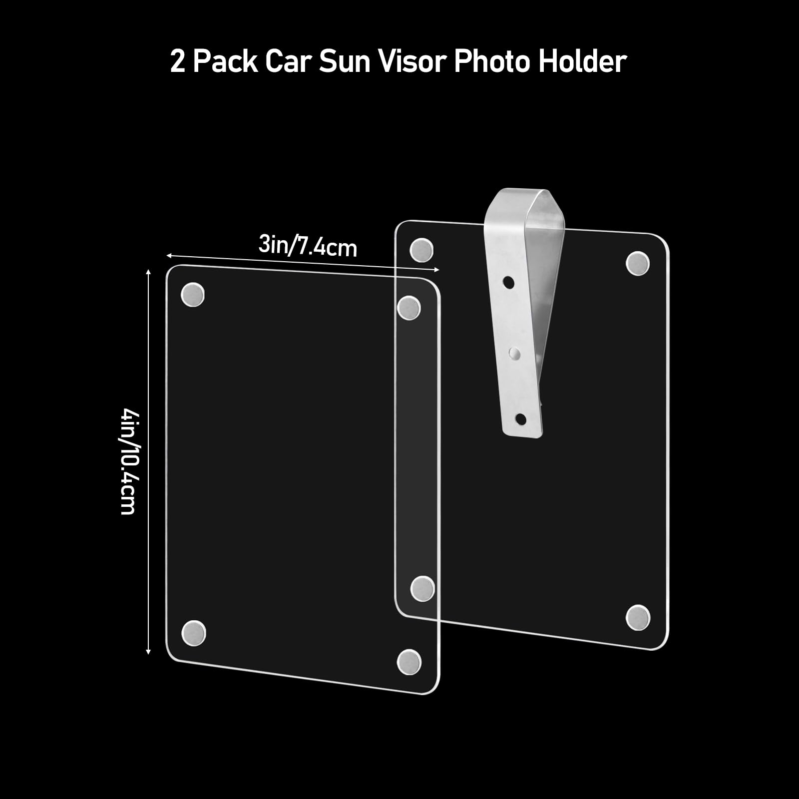 SKTMH 2 Pack Car Sun Visor Photo Holder - Magnetic Acrylic Picture Frame For Personal Photos (2.4x3.5 Inch)