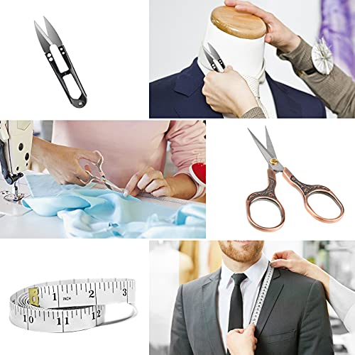 Sebider Sewing Pinking Shears Fabric Scissors Set Tailor Scissors Kit Dressmaker Zig Zag Shears Embroidery Scissors Thread Snips Measuring Tape, For Quilting Needlework Handicraft Scissors(5Pcs) #TOP3