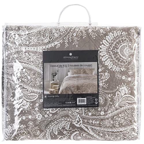 Dessus de lit matelassé beige Atmosphera couvre-lit grande taille avec 2 housses de coussin