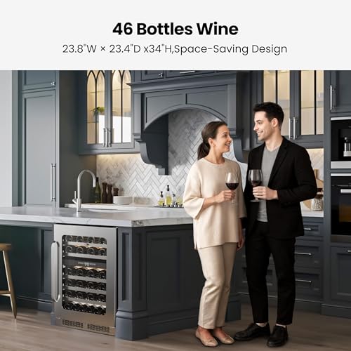 Image of Whynter Wine Cooler Refrigerator, 24 Inch Under Counter Wine Fridge Dual Zone, 46 Bottle 40-65F Digital Control Home /Bar /Kitchen Indoor (5.65 cu.ft)
