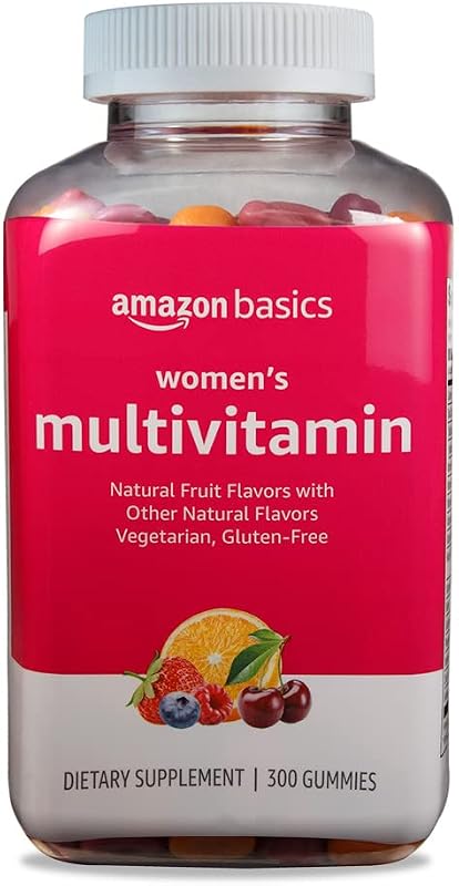 Amazon Basics Multivitamínico para mujeres, sabor a bayas mixtas, vegetariano y sin gluten, 300 gomitas (150 porciones) (anteriormente Solimo)