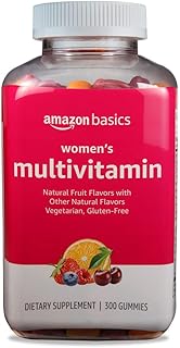 Amazon Basics Women's Multivitamin, Mixed Berry Flavor, Vegetarian & Gluten-Free, 300 Gummies (150 Servings) (Previously Solimo)