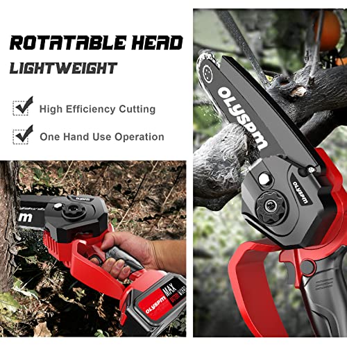 OLYSPM Mini Kettensäge mit Akku,6 Zoll Mini akku kettensäge mit akku und ladegerät,Mini-Kettensäge zum Schneiden von Baum- und Astholz (2 Batterien/2 Ketten) – Bild 6