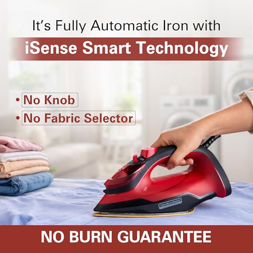 Image of Hamilton Beach Helios 3-in-1 Steam Iron with iSense Tech, (No Burn Guarantee), 5-Year Soleplate Warranty, 120g Turbo Steam, 30g Continous Steam, Steam Iron for Clothes, No Fabric Selector