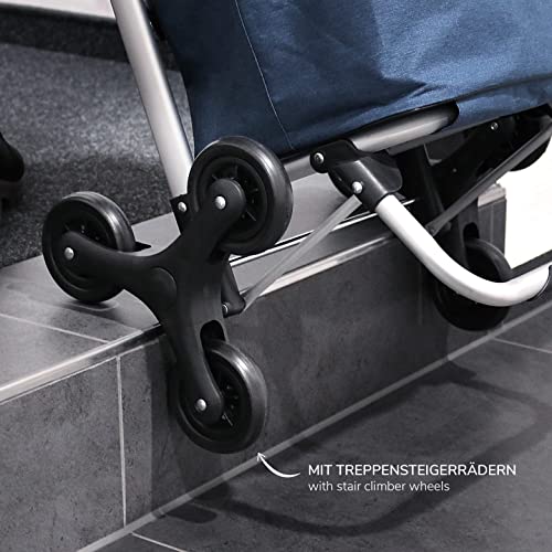 bremermann Einkaufstrolley DREBBER, Handwagen, Treppensteiger, Einkaufswagen mit Abnehmbarer Tasche (Blau) – Bild 3