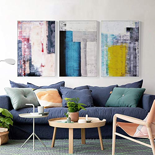 Peinture murale abstraite salon triptyque scandinave chic pour chambre épurée