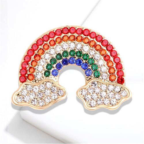 Image of WCRAZYE Rainbow Cloud Brooch Pin for Women Girls Colorful Crystal Rhinestone LGBTQ Pride Rainbow Brooch Lapel Backpack Badge Hat Bag Decoration Accessories for Pride Month Parades and Events